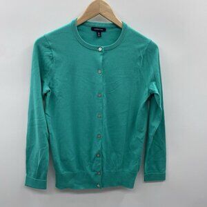 Lands End Womens Size XS Cotton Blend Button Down Cardigan Sweater in Green 1555
